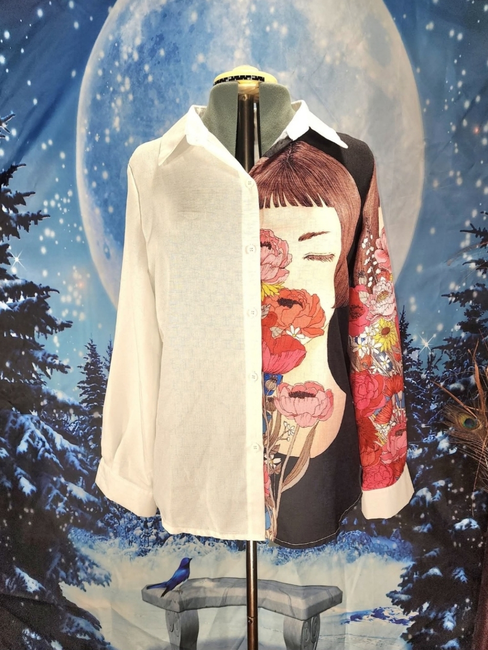 FLOWER GIRL Button Up Long Sleeved Top NWOT Size L/XL